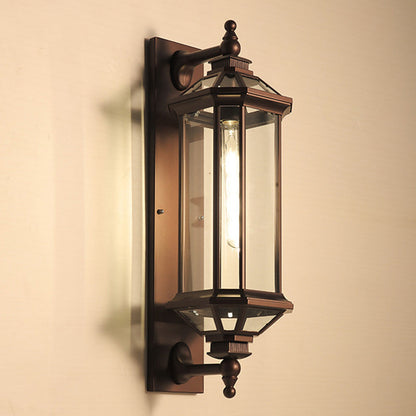 Octagonal Glass Aluminum 1-Light Wall Sconce Lamp