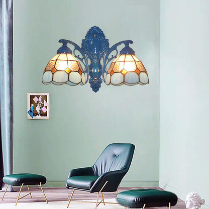 Scandinavian Branch Glass Iron 2-Light Wall Sconce Lamp