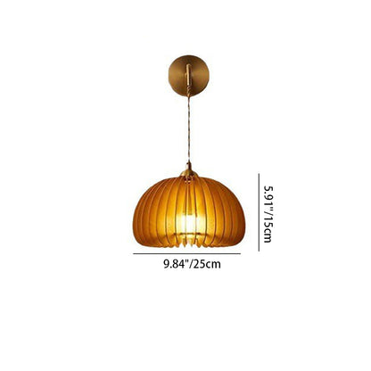 Japanese Round Basswood Brass 1-Light Wall Sconce Lamp