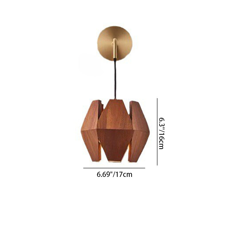 Prismatic Patchwork Wood Iron 1-Light Wall Sconce Lamp