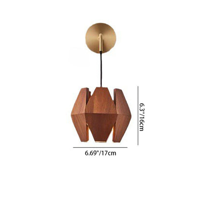 Prismatic Patchwork Wood Iron 1-Light Wall Sconce Lamp