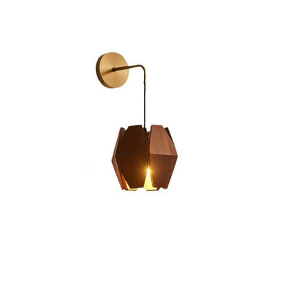 Prismatic Patchwork Wood Iron 1-Light Wall Sconce Lamp
