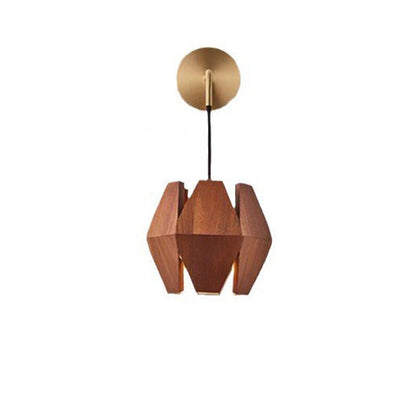 Prismatic Patchwork Wood Iron 1-Light Wall Sconce Lamp