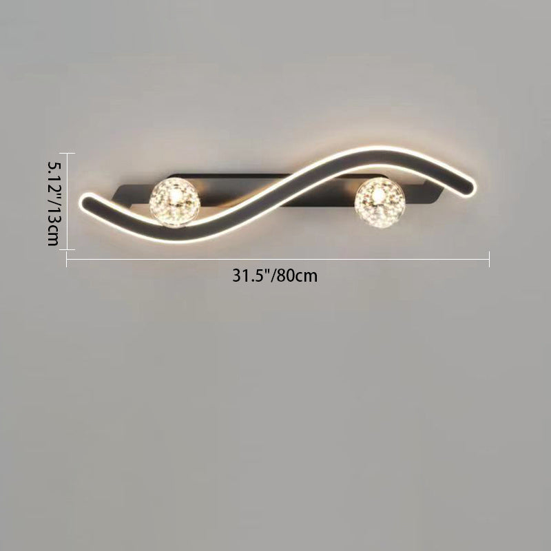 Round Long Curved PC Glass Iron LED Wall Sconce Lamp