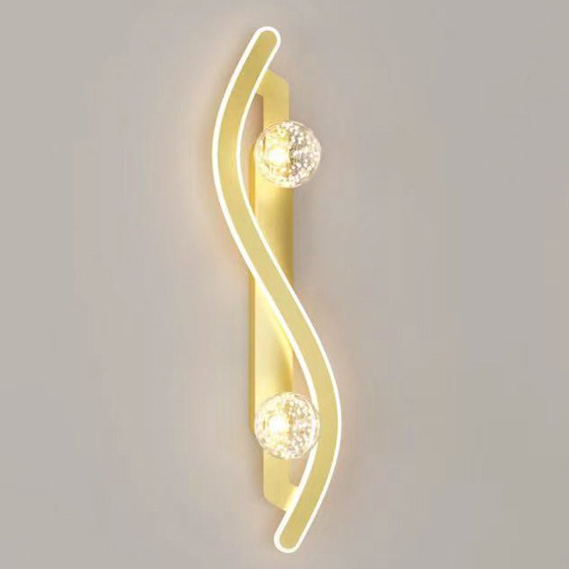 Round Long Curved PC Glass Iron LED Wall Sconce Lamp