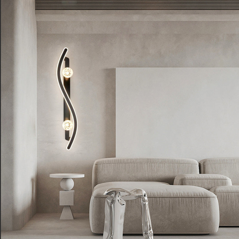 Round Long Curved PC Glass Iron LED Wall Sconce Lamp