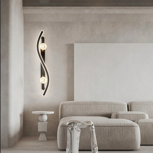 Round Long Curved PC Glass Iron LED Wall Sconce Lamp