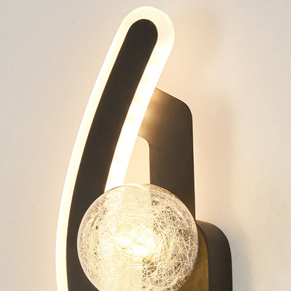 Round Long Curved PC Glass Iron LED Wall Sconce Lamp