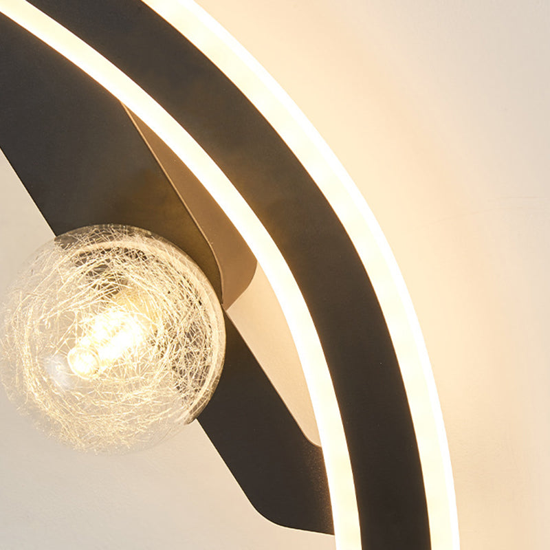 Round Long Curved PC Glass Iron LED Wall Sconce Lamp