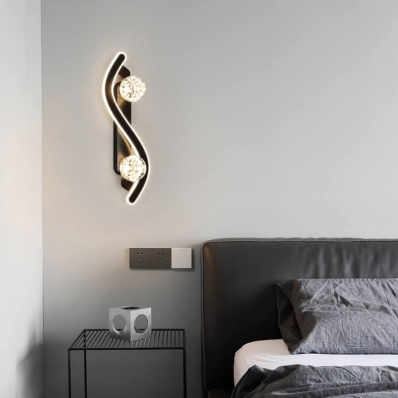 Round Long Curved PC Glass Iron LED Wall Sconce Lamp