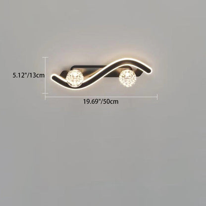 Round Long Curved PC Glass Iron LED Wall Sconce Lamp