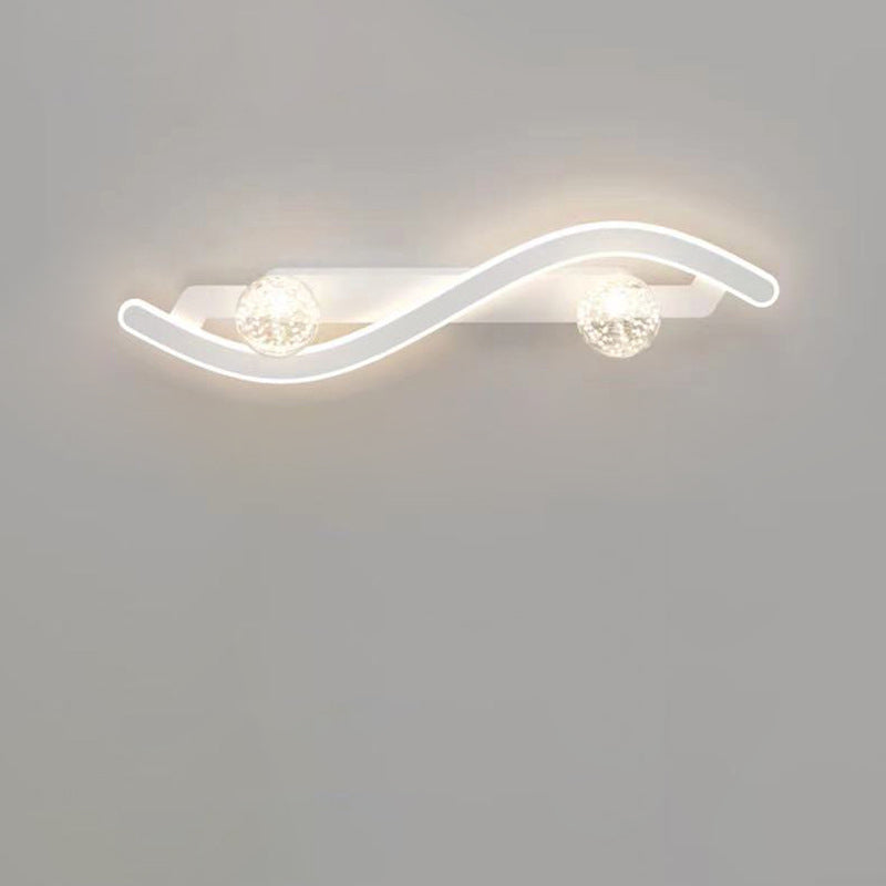 Round Long Curved PC Glass Iron LED Wall Sconce Lamp