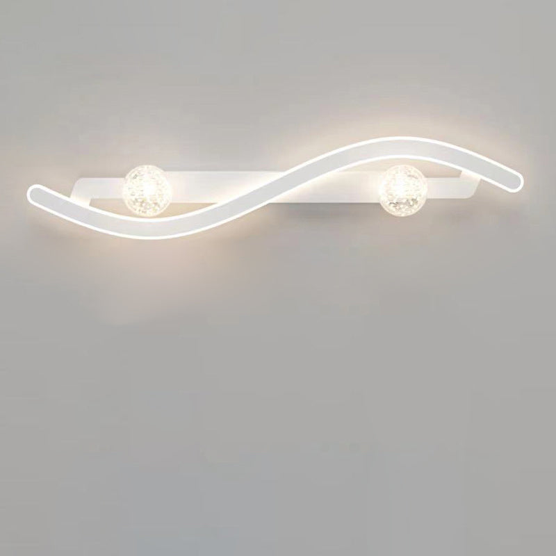 Round Long Curved PC Glass Iron LED Wall Sconce Lamp