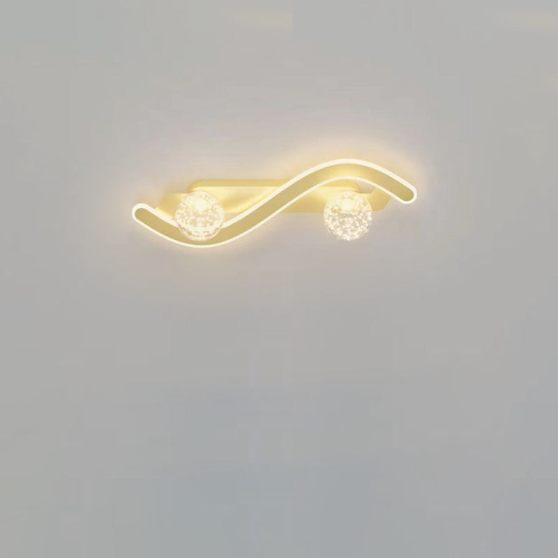 Round Long Curved PC Glass Iron LED Wall Sconce Lamp