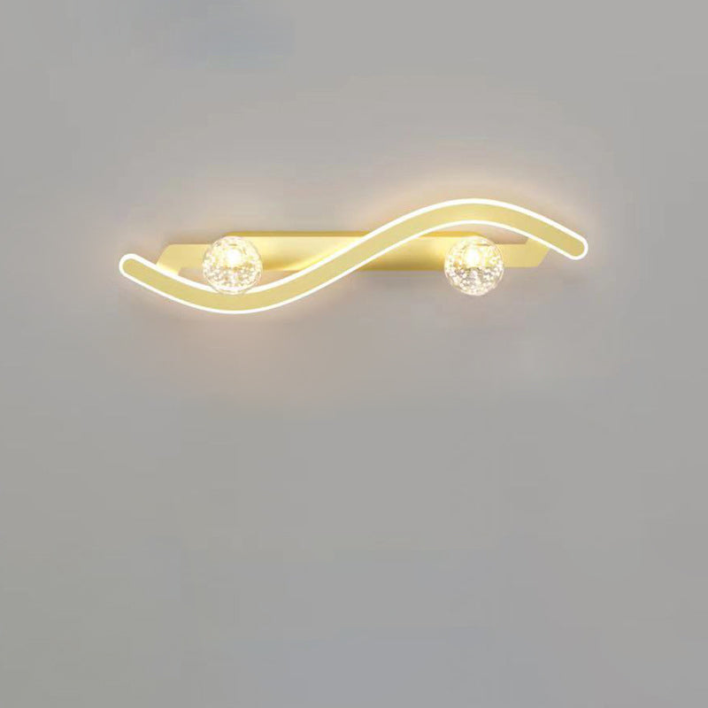 Round Long Curved PC Glass Iron LED Wall Sconce Lamp