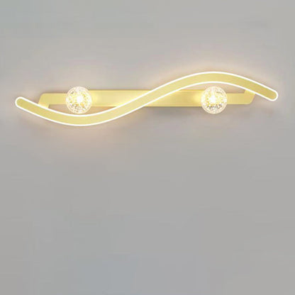 Round Long Curved PC Glass Iron LED Wall Sconce Lamp