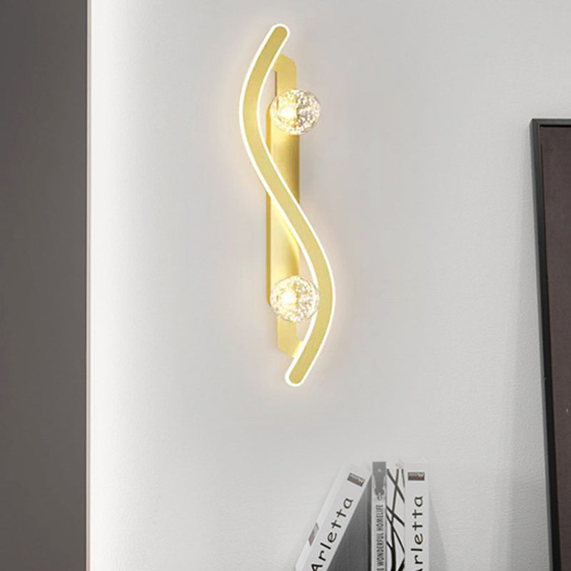 Round Long Curved PC Glass Iron LED Wall Sconce Lamp