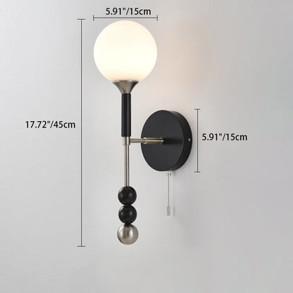 Magic Orb Glass Ash Wood Metal 1-Light Wall Sconce Lamp