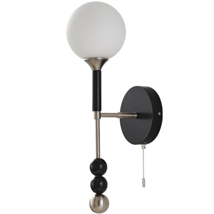 Magic Orb Glass Ash Wood Metal 1-Light Wall Sconce Lamp