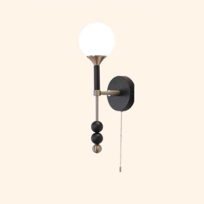 Magic Orb Glass Ash Wood Metal 1-Light Wall Sconce Lamp