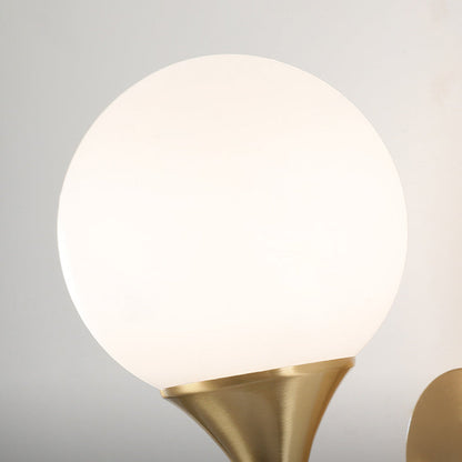 Orb Round Glass Walnut Brass 1/2 Light Wall Sconce Lamp