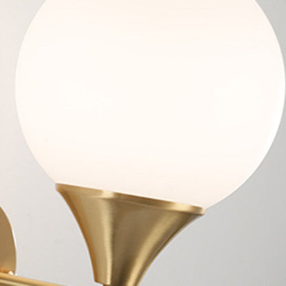 Orb Round Glass Walnut Brass 1/2 Light Wall Sconce Lamp
