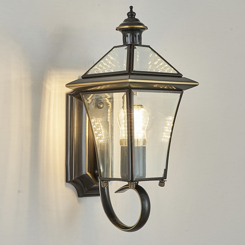 Tapered Round Glass Copper 1/3 Light Wall Sconce Lamp
