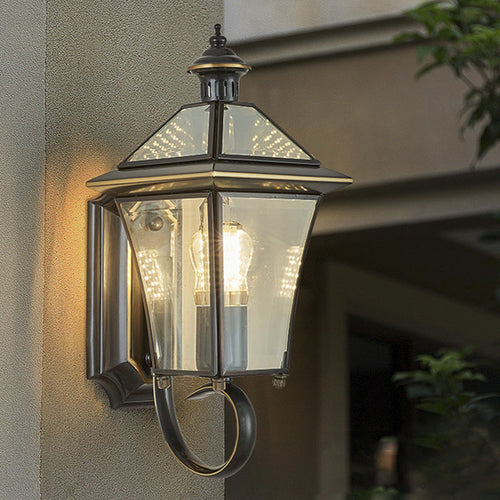 Tapered Round Glass Copper 1/3 Light Wall Sconce Lamp
