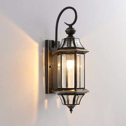 Round Cylinder Glass Copper 1-Light Wall Sconce Lamp