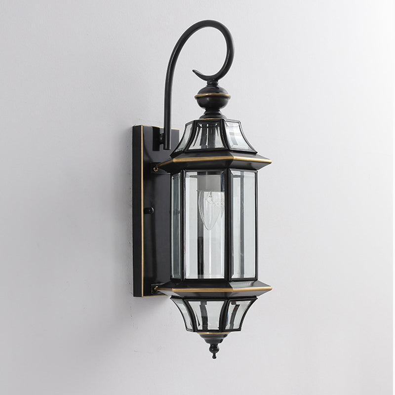 Round Cylinder Glass Copper 1-Light Wall Sconce Lamp