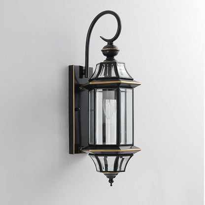 Round Cylinder Glass Copper 1-Light Wall Sconce Lamp