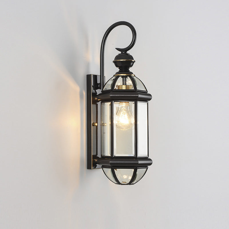 Round Cylinder Glass Copper 1-Light Wall Sconce Lamp