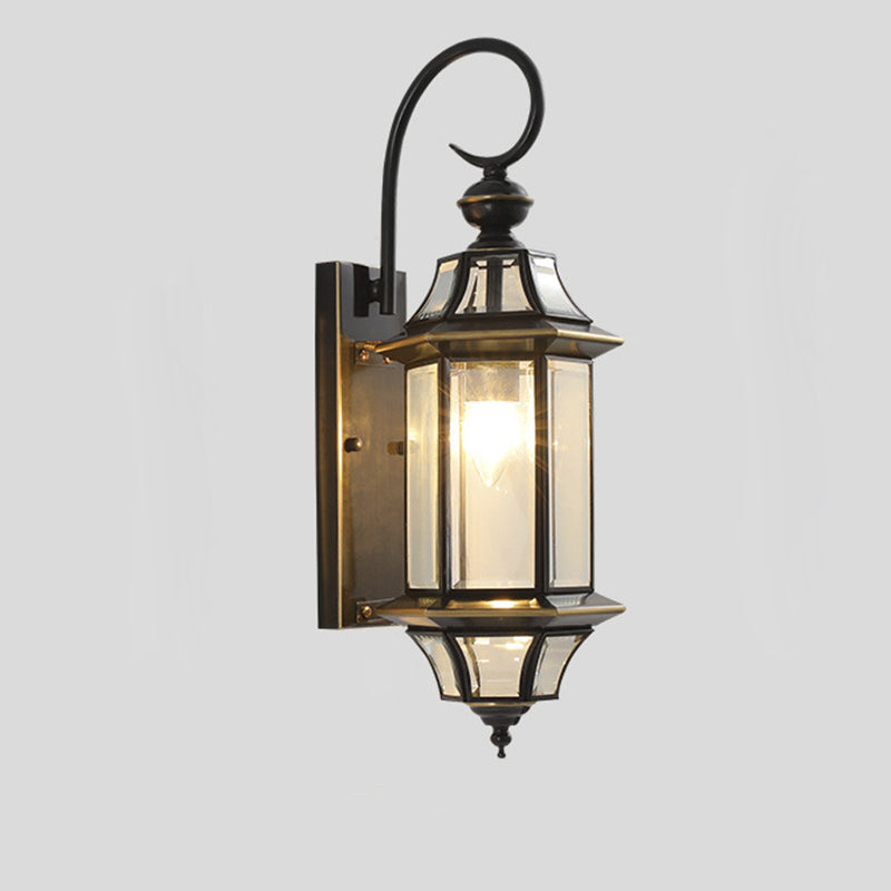 Round Cylinder Glass Copper 1-Light Wall Sconce Lamp