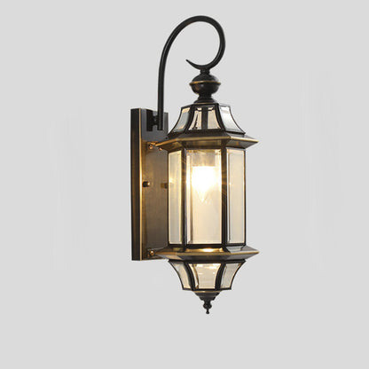 Round Cylinder Glass Copper 1-Light Wall Sconce Lamp