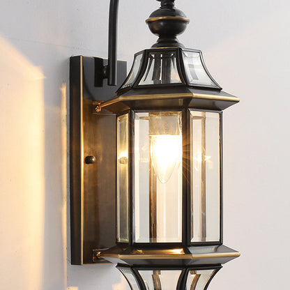 Round Cylinder Glass Copper 1-Light Wall Sconce Lamp