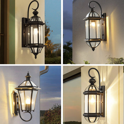 Round Cylinder Glass Copper 1-Light Wall Sconce Lamp