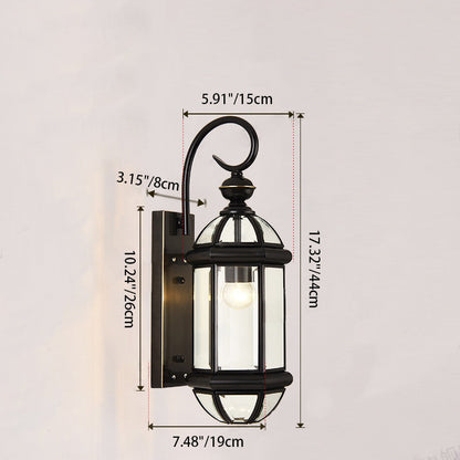 Round Cylinder Glass Copper 1-Light Wall Sconce Lamp