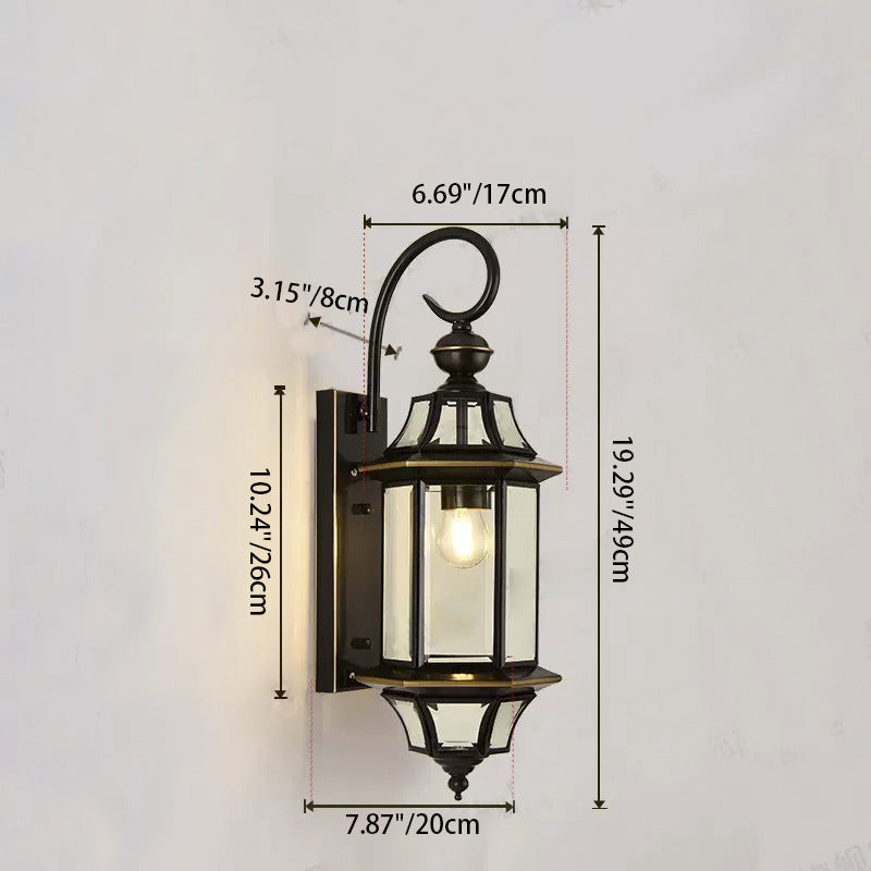 Round Cylinder Glass Copper 1-Light Wall Sconce Lamp