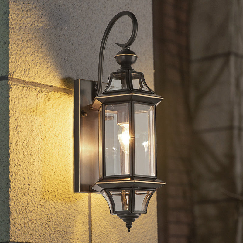 Round Cylinder Glass Copper 1-Light Wall Sconce Lamp