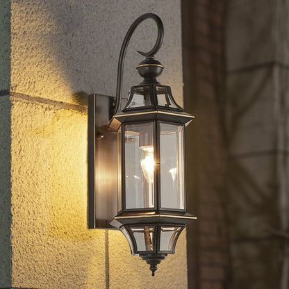 Round Cylinder Glass Copper 1-Light Wall Sconce Lamp