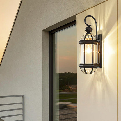 Round Cylinder Glass Copper 1-Light Wall Sconce Lamp