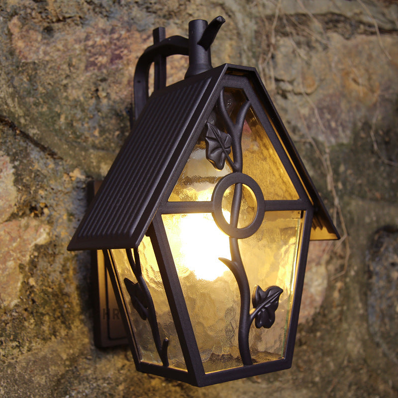 House Shape Square Glass Aluminum 1-Light Wall Sconce Lamp