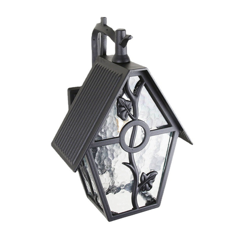 House Shape Square Glass Aluminum 1-Light Wall Sconce Lamp