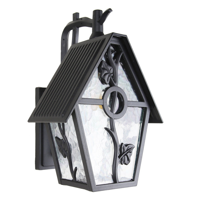 House Shape Square Glass Aluminum 1-Light Wall Sconce Lamp