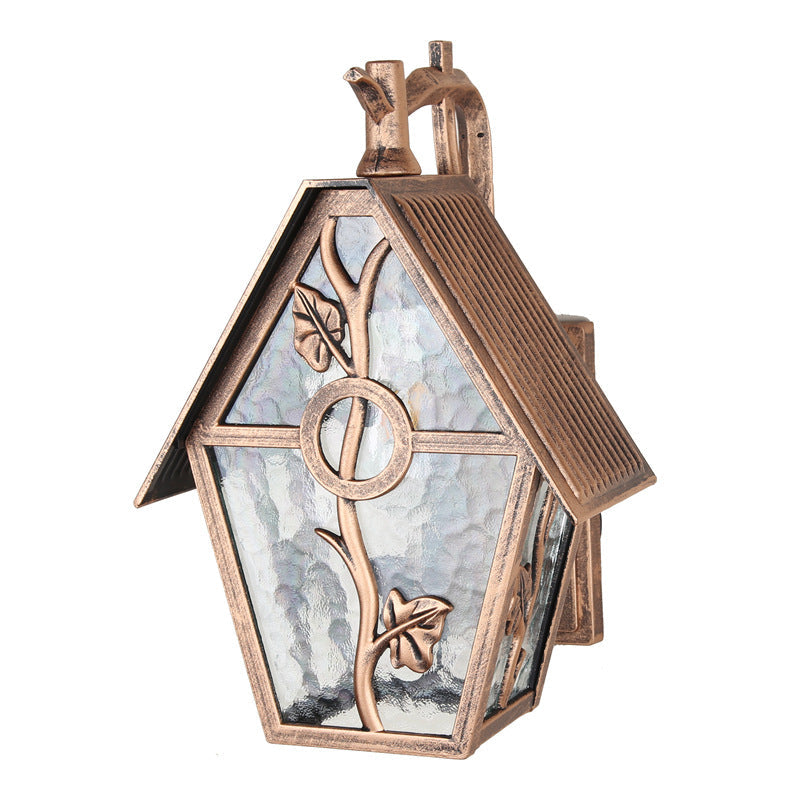 House Shape Square Glass Aluminum 1-Light Wall Sconce Lamp