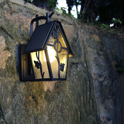 House Shape Square Glass Aluminum 1-Light Wall Sconce Lamp