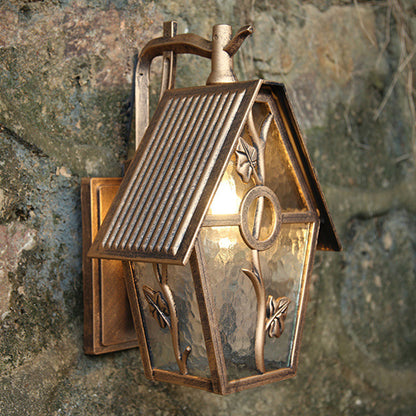 House Shape Square Glass Aluminum 1-Light Wall Sconce Lamp