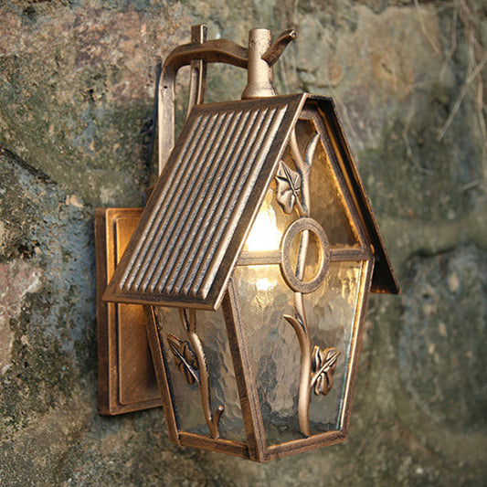 House Shape Square Glass Aluminum 1-Light Wall Sconce Lamp