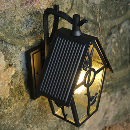 House Shape Square Glass Aluminum 1-Light Wall Sconce Lamp