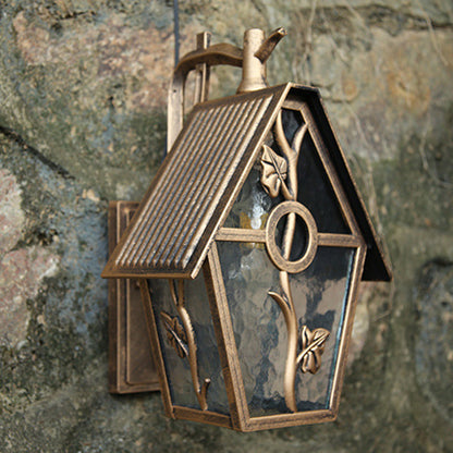 House Shape Square Glass Aluminum 1-Light Wall Sconce Lamp